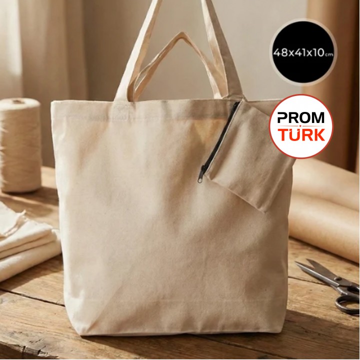 Toptan Katlanabilir Ham Bez Alışveriş Çantası 48x41x10 cm